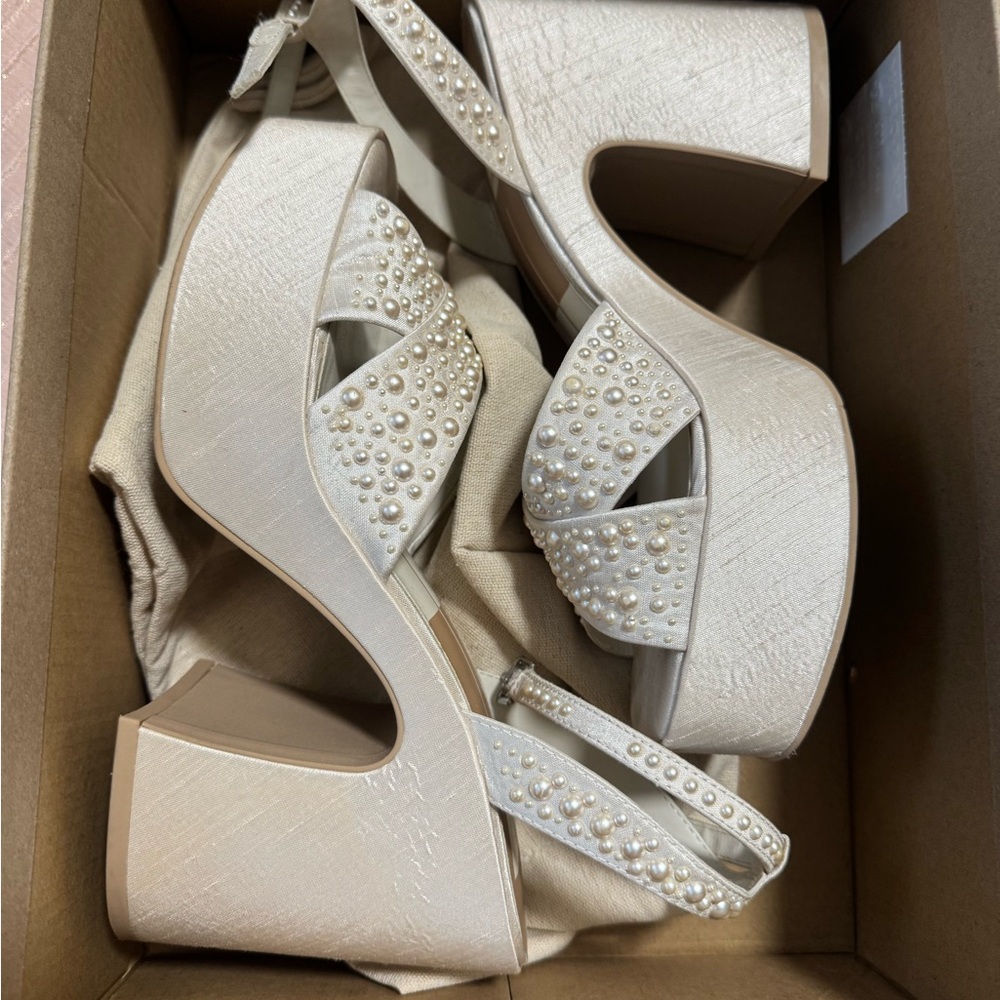 Dolce Vita Cream Pearl Platform Heels